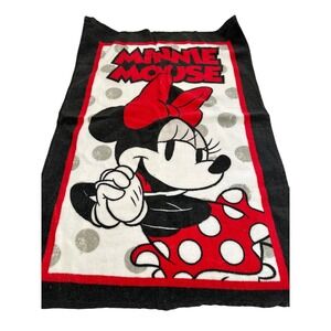 Disney Minnie Mouse Hand Towel Red Black Polka Dot Cotton‎